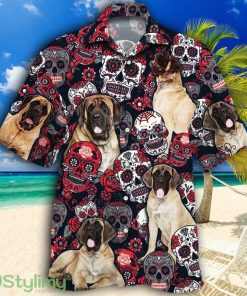 English Mastiff Dog Lovers Sugar Skull Floral Tropical Hawaiian Shirt Product Photo 1