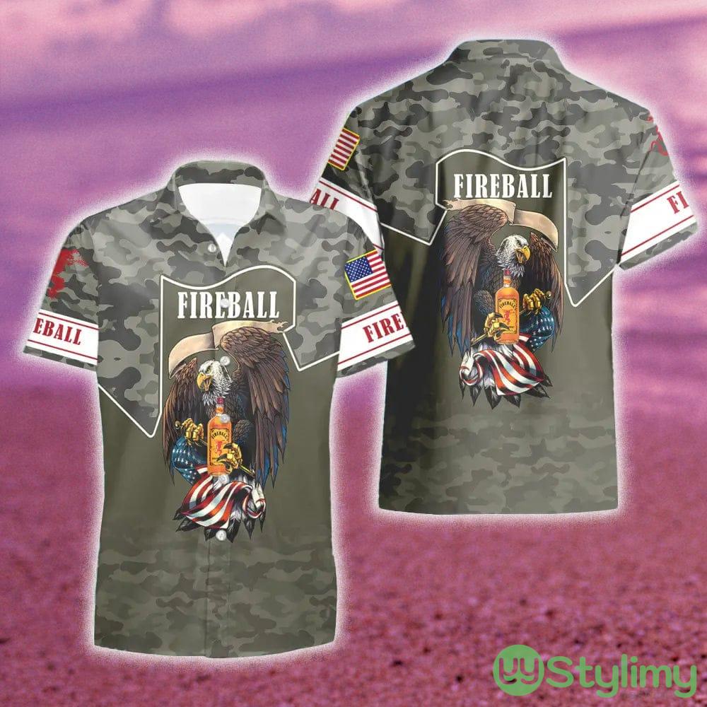 Fireball Cinnamon WhiskyGreen Camo Eagle USA Flag Hawaiian Combo Shirt And Short Gift Hawaiian For Mens 2 Fireball Cinnamon WhiskyGreen Camo Eagle USA Flag Hawaiian Combo Shirt And Short Gift Hawaiian For Mens - Fireball Cinnamon WhiskyGreen Camo Eagle USA Flag Hawaiian Shirt And Short_2