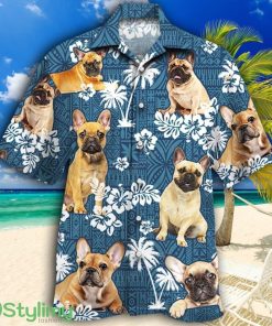 French Bulldog Dog Lovers Blue Tribal Pattern Tropical Hawaiian Shirt Product Photo 1