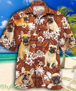 French Bulldog Dog Lovers Red Tribal Pattern Tropical Hawaiian Shirt Product Photo 1