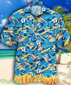 French Fries Lovers Blue Floral Tropical Hawaiian Shirt Product Photo 1