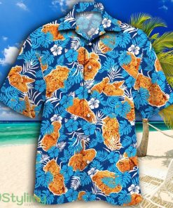 Fried Chicken Lovers Blue Floral Tropical Hawaiian Shirt Product Photo 1
