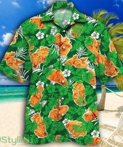 Fried Chicken Lovers Green Floral Tropical Hawaiian Shirt Product Photo 1