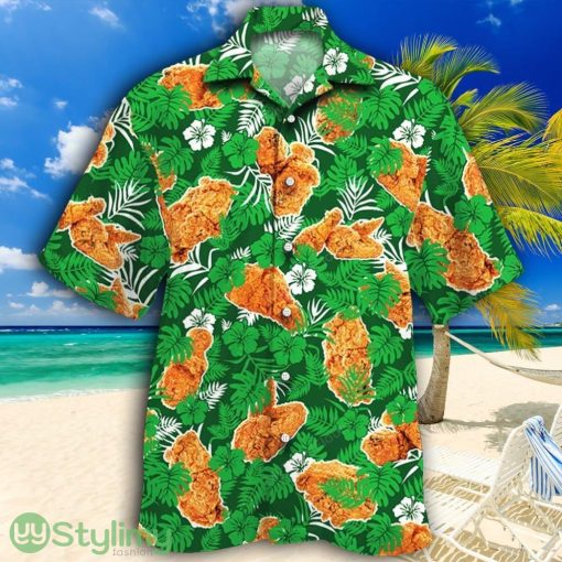 Fried Chicken Lovers Green Floral Tropical Hawaiian Shirt