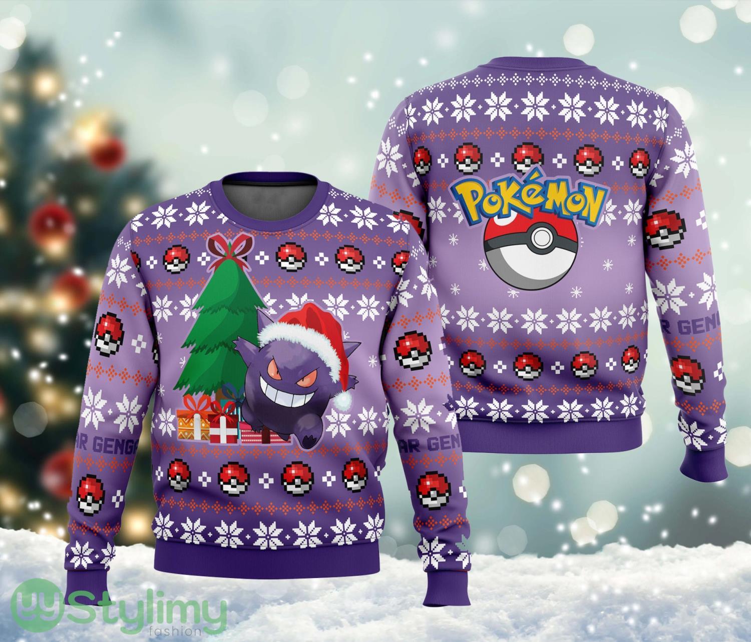 Gen-gar Pokemon Ugly Christmas Sweater Cute Christmas Gift For Family 3 Gen-gar Pokemon Ugly Christmas Sweater Cute Christmas Gift For Family Product Photo 1