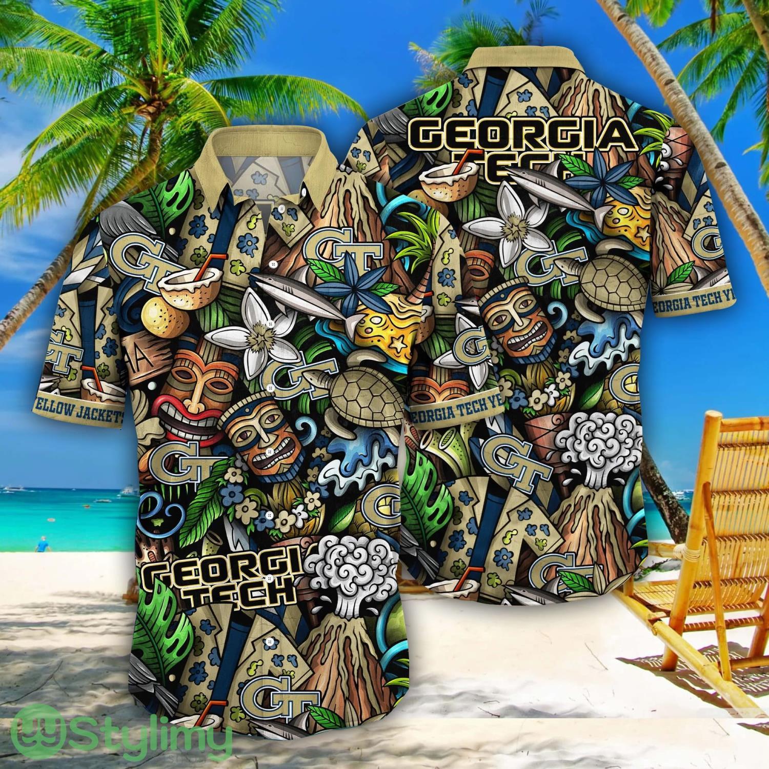 Georgia Tech Yellow Jackets NCAA3 Flower Aloha Summer Hawaii Shirts 1 Georgia Tech Yellow Jackets NCAA3 Flower Aloha Summer Hawaii Shirts Product Photo 1