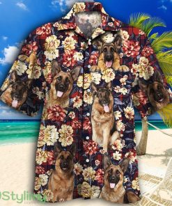 German Shepherd Dog Lovers Red Plaid Pattern Tropical Hawaiian Shirt Product Photo 1