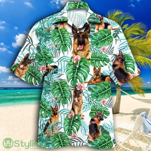 German Shepherd Dog Tropical Plant Tropical Hawaiian Shirt