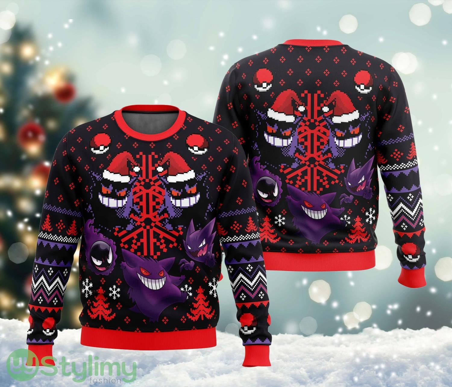 Ghosts Gen-gar Ghastly Pokemon Ugly Christmas Sweater Cute Christmas Gift For Family Gifts 3 Ghosts Gen-gar Ghastly Pokemon Ugly Christmas Sweater Cute Christmas Gift For Family Gifts Product Photo 1