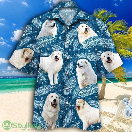 Great Pyrenees Dog Lovers Blue Feather Tropical Hawaiian Shirt
