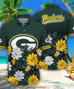 Green Bay Packers NFL Flower Pattern Hawaiian Shirt For Fans Product Photo 1