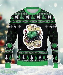 Green Black DnD Roll Initiative Ugly Christmas Sweater Cute Christmas Gift For Family Product Photo 1