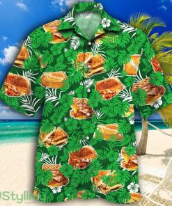Grilled Cheese Lovers Green Floral Tropical Hawaiian Shirt Product Photo 1