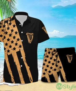 Guinness USA Flag Hawaiian Combo Shirt And Short Gift Hawaiian For Mens - Guinness USA Flag Hawaiian Shirt And Short_1
