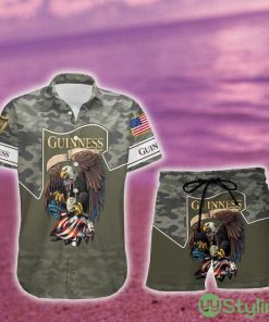 GuinnessGreen Camo Eagle USA Flag Hawaiian Combo Shirt And Short Gift Hawaiian For Mens - GuinnessGreen Camo Eagle USA Flag Hawaiian Shirt And Short_1