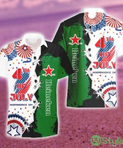 Heineken USA Flag Independence 4th of July Hawaiian Combo Shirt And Short Gift Hawaiian For Mens - Heineken USA Flag Independence 4th of July Hawaiian Shirt And Short_1