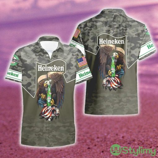 HeinekenGreen Camo Eagle USA Flag Hawaiian Combo Shirt And Short Gift Hawaiian For Mens - HeinekenGreen Camo Eagle USA Flag Hawaiian Shirt And Short_2