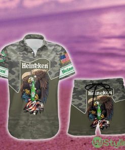 HeinekenGreen Camo Eagle USA Flag Hawaiian Combo Shirt And Short Gift Hawaiian For Mens - HeinekenGreen Camo Eagle USA Flag Hawaiian Shirt And Short_1