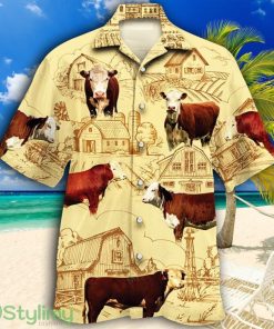 Hereford Cattle Lovers Farm Tropical Hawaiian Shirt Product Photo 1