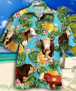 Hereford Cattle Lovers Pineapple Tropical Hawaiian Shirt Product Photo 1