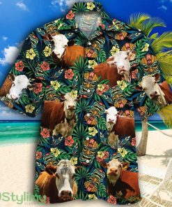 Hereford Cattle Lovers Tribal Tiki Mask Tropical Hawaiian Shirt Product Photo 1
