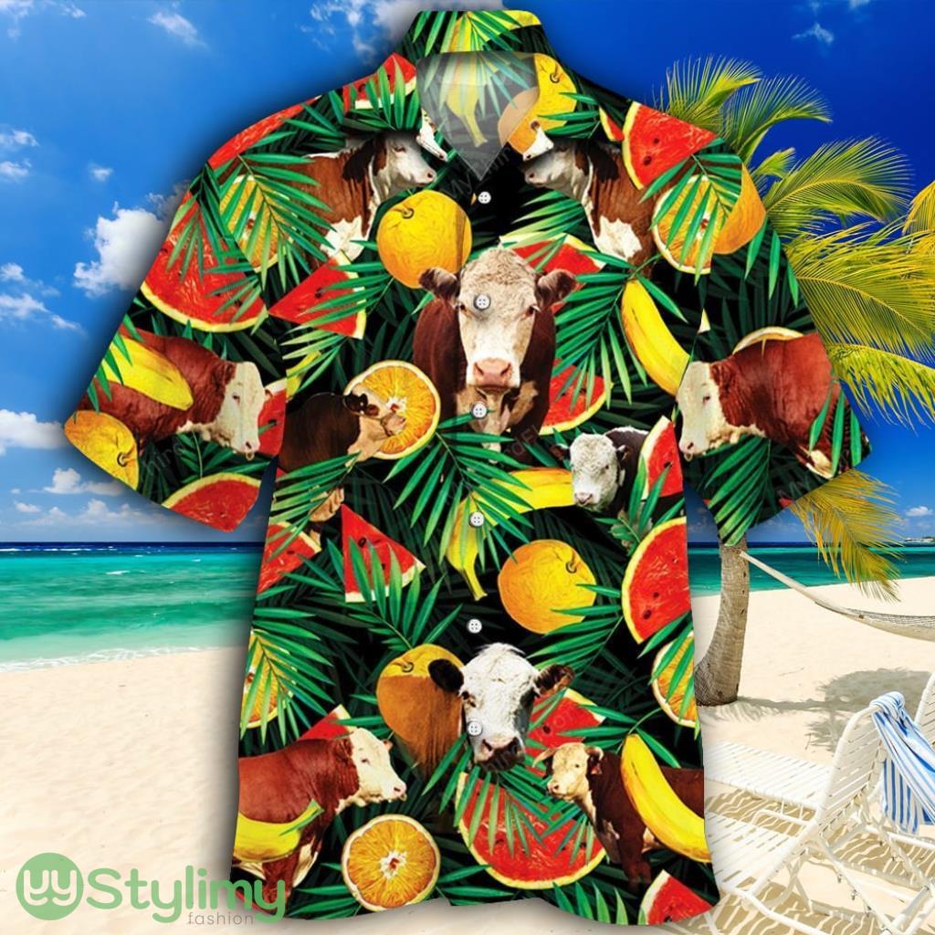 Hereford Cattle Lovers Tropical Fruits Tropical Hawaiian Shirt 2 Hereford Cattle Lovers Tropical Fruits Tropical Hawaiian Shirt Product Photo 1