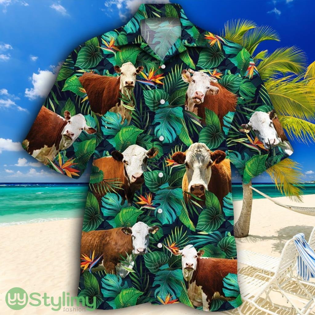 Hereford Cattle Lovers Tropical Leaves Tropical Hawaiian Shirt 2 Hereford Cattle Lovers Tropical Leaves Tropical Hawaiian Shirt Product Photo 1