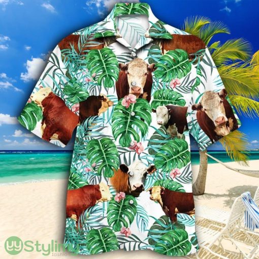 Hereford Cattle Lovers Tropical Plant Tropical Hawaiian Shirt