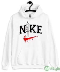 Horror Movie Character Chucky Knife Halloween Nike Logo 2023 Shirt - 18500 Unisex Heavy Blend Hooded Sweatshirt-1
