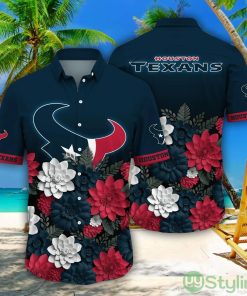Houston Texans NFL Flower Pattern Hawaiian Shirt For Fans Product Photo 1