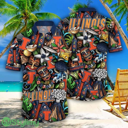 Illinois Fighting Illini NCAA3 Flower Aloha Summer Hawaii Shirts
