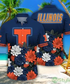 Illinois Fighting Illini NCAA3 Flower Pattern Hawaiian Shirt For Fans Product Photo 1