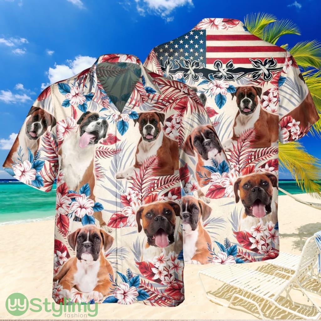 Joycorners Boxer Dog United States Flag Hawaiian Flowers Hawaiian Shirt Gift For Dog Lover 1 Joycorners Boxer Dog United States Flag Hawaiian Flowers Hawaiian Shirt Gift For Dog Lover Product Photo 1