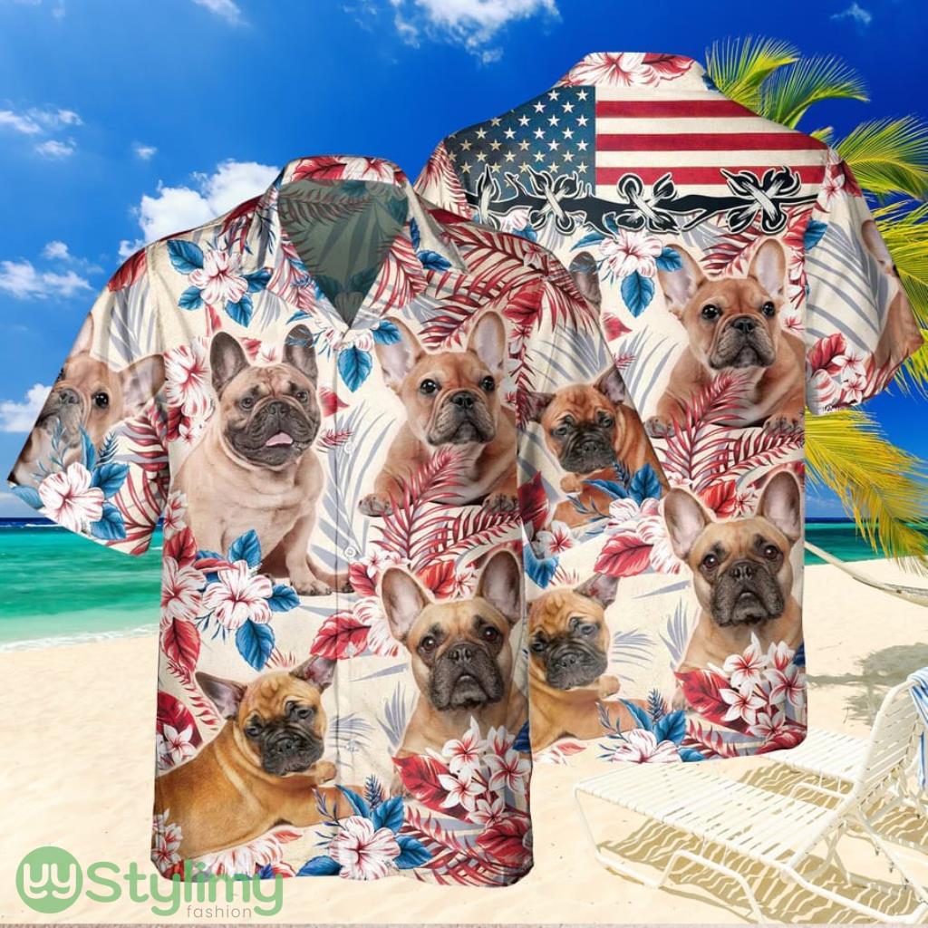 Joycorners French Bulldog Dog United States Flag Hawaiian Flowers Hawaiian Shirt Gift For Dog Lover 1 Joycorners French Bulldog Dog United States Flag Hawaiian Flowers Hawaiian Shirt Gift For Dog Lover Product Photo 1