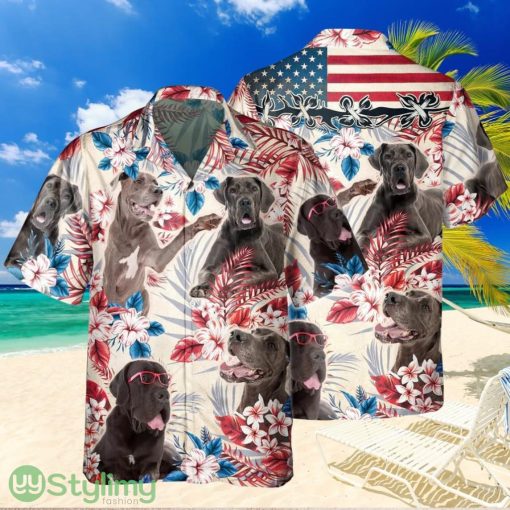 Joycorners Great Dane Dog United States Flag Hawaiian Flowers Hawaiian Shirt Gift For Dog Lover