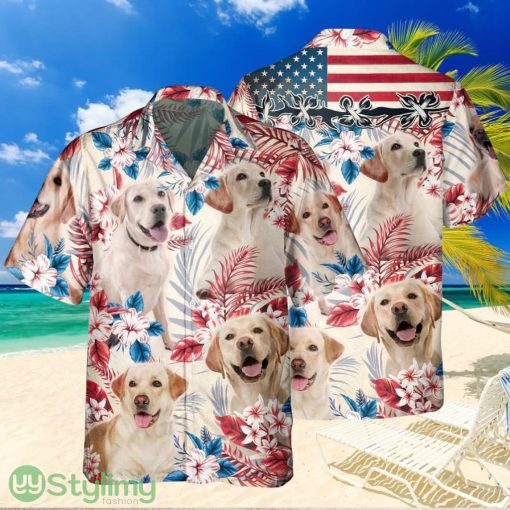 Joycorners Labrador Retriever Dog United States Flag Hawaiian Flowers Hawaiian Shirt Gift For Dog Lover
