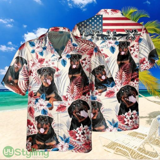 Joycorners Rottweiler Dog United States Flag Hawaiian Flowers Hawaiian Shirt Gift For Dog Lover