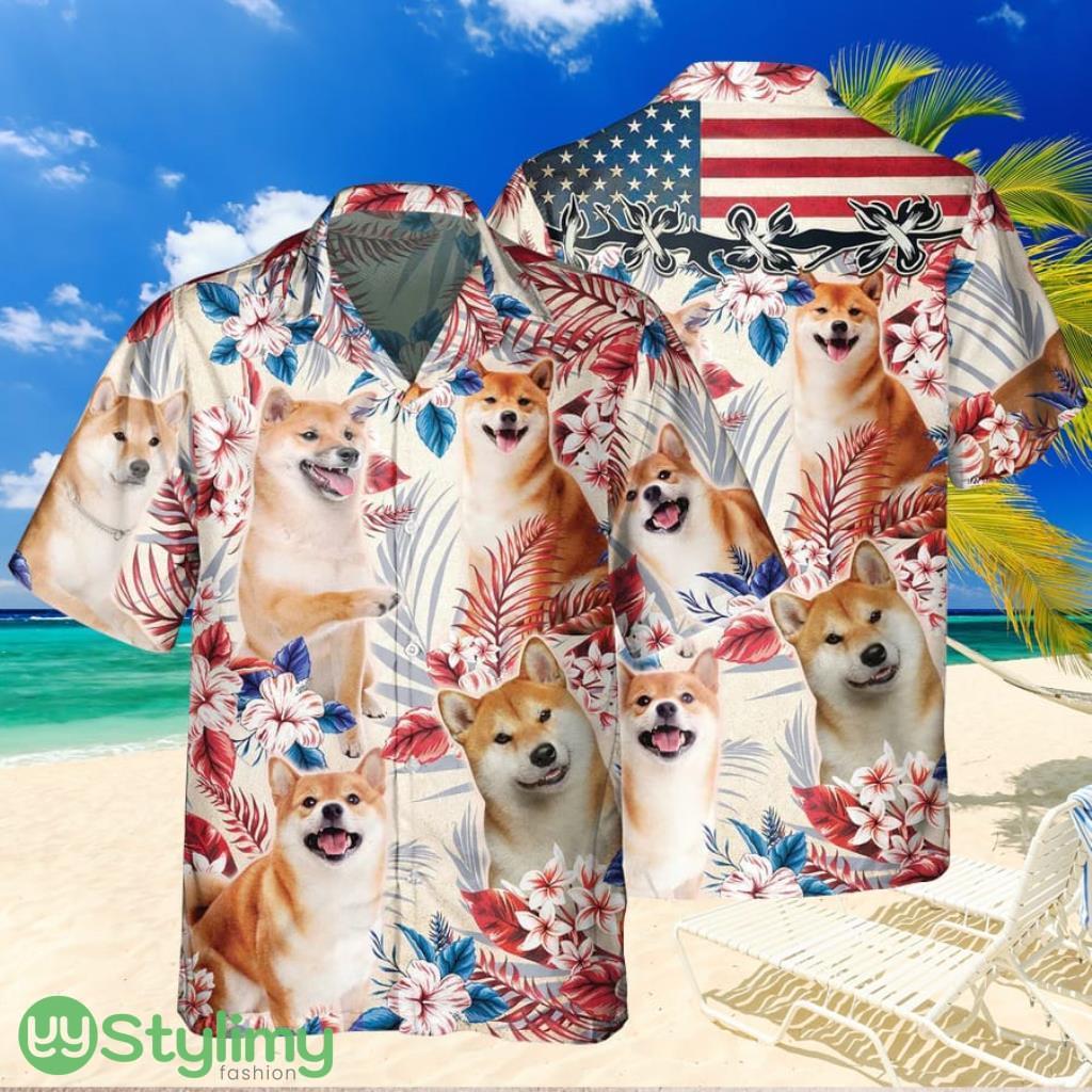 Joycorners Shiba Inu Dog United States Flag Hawaiian Flowers Hawaiian Shirt Gift For Dog Lover 1 Joycorners Shiba Inu Dog United States Flag Hawaiian Flowers Hawaiian Shirt Gift For Dog Lover Product Photo 1