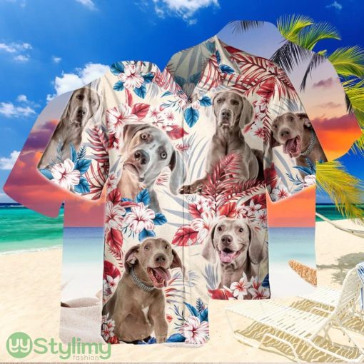Joycorners Weimaraner Dog United States Flag Hawaiian Flowers Hawaiian Shirt Gift For Dog Lover