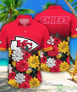 Kansas City Chiefs NFL Flower Pattern Hawaiian Shirt For Fans Product Photo 1