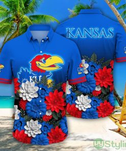 Kansas Jayhawks NCAA2 Flower Pattern Hawaiian Shirt For Fans Product Photo 1