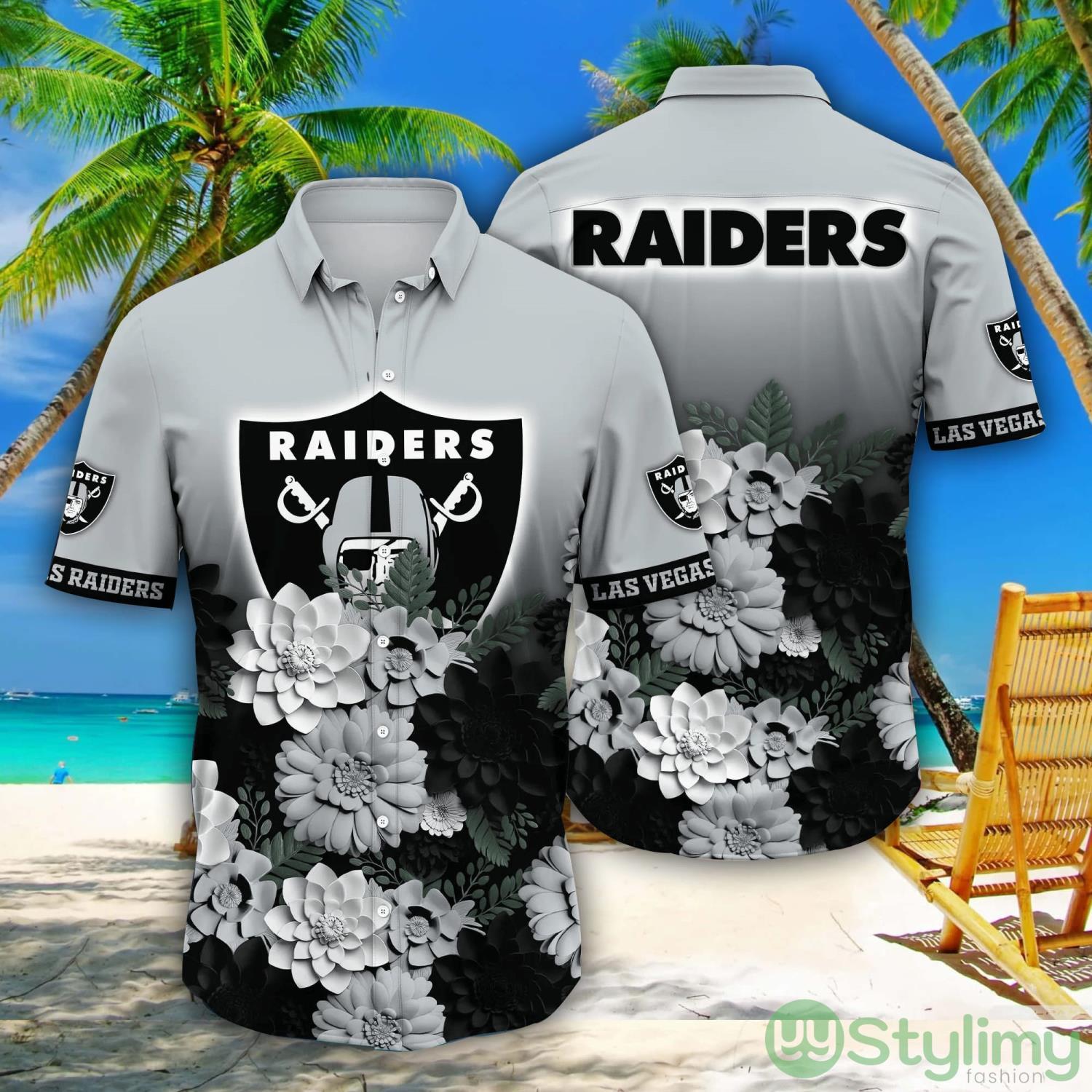Las Vegas Raiders NFL Flower Pattern Hawaiian Shirt For Fans 2 Las Vegas Raiders NFL Flower Pattern Hawaiian Shirt For Fans Product Photo 1