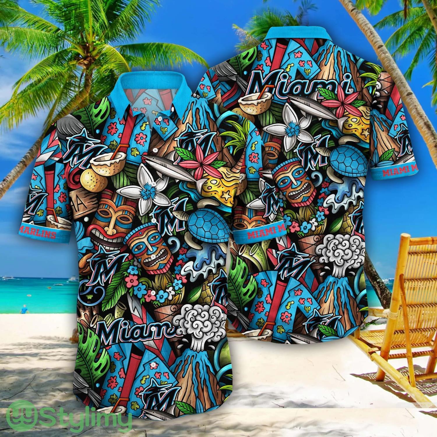 Miami Marlins MLB Flower Aloha Summer Hawaii Shirts 1 Miami Marlins MLB Flower Aloha Summer Hawaii Shirts Product Photo 1
