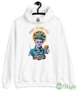 Michael Myers Drink Beer Knife To Meet You Halloween 2023 T shirt - 18500 Unisex Heavy Blend Hooded Sweatshirt-1