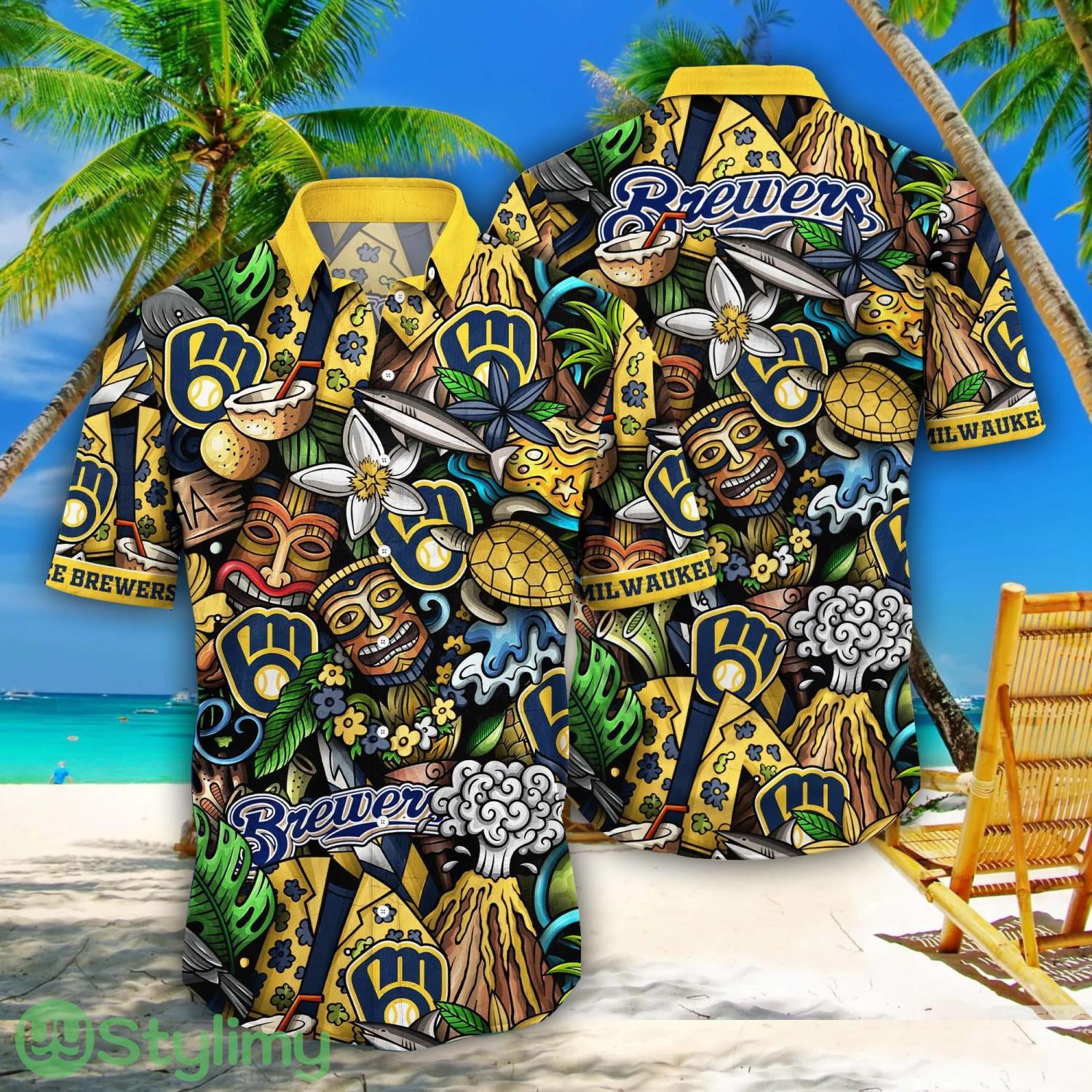 Milwaukee Brewers MLB Flower Aloha Summer Hawaii Shirts 1 Milwaukee Brewers MLB Flower Aloha Summer Hawaii Shirts Product Photo 1