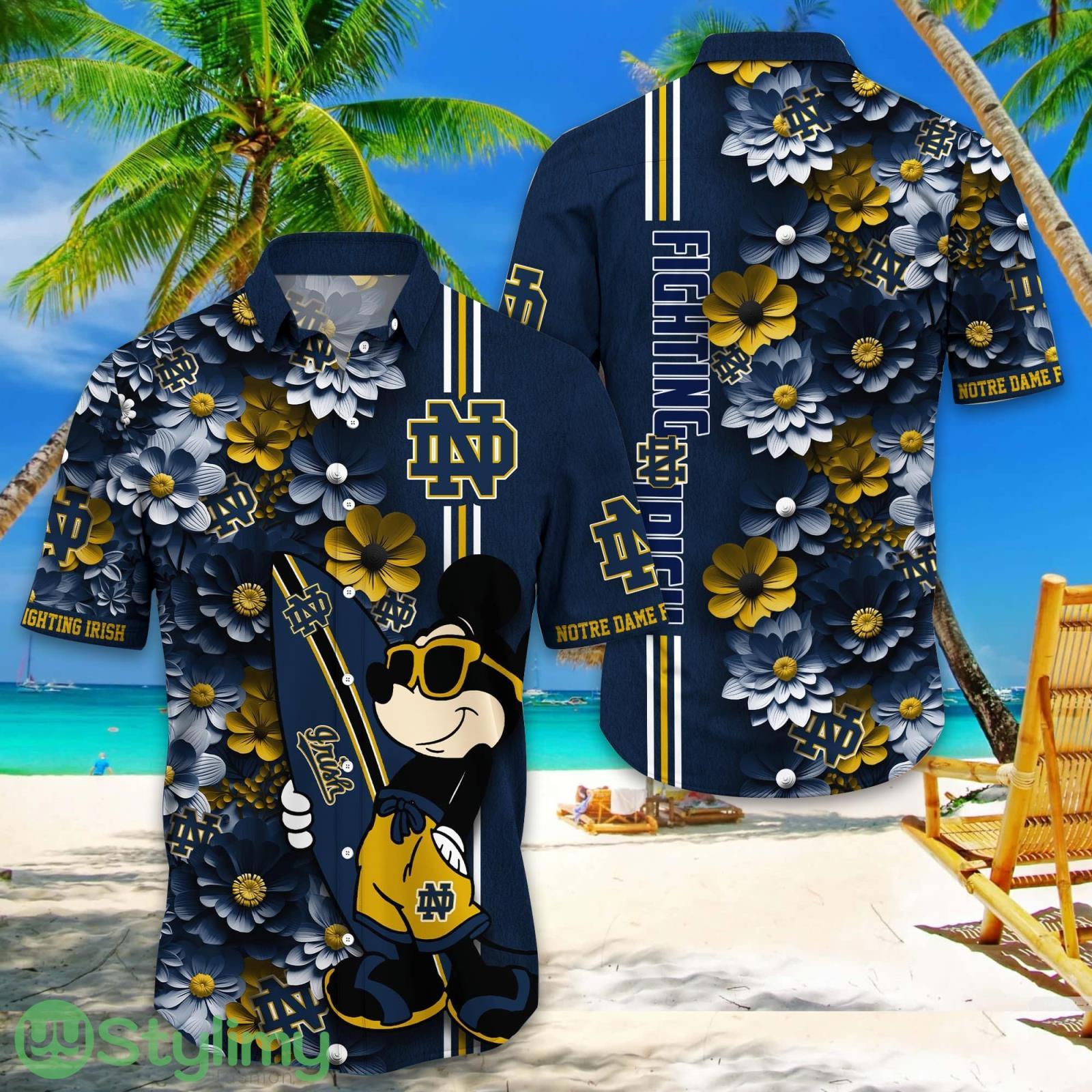 Notre Dame Fighting Irish Hawaiian Shirt Mickey Love Surfing Trending Summer Gift 2 Notre Dame Fighting Irish Hawaiian Shirt Mickey Love Surfing Trending Summer Gift Product Photo 1