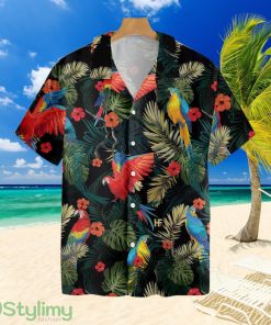 Parrots Dark Tropical Pattern Hawaiian Shirt For Men And Women Product Photo 1