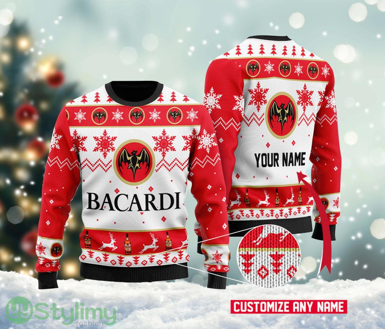 Personalized Name Bacardi Ugly Christmas Sweater, Bacardi Wine Ugly Christmas Sweater Cute Christmas Gift For Family 3 Personalized Name Bacardi Ugly Christmas Sweater, Bacardi Wine Ugly Christmas Sweater Cute Christmas Gift For Family Product Photo 1