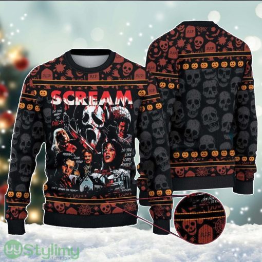 Personalized Name Scream Movie Ugly Christmas Sweater Cute Christmas Gift For Family