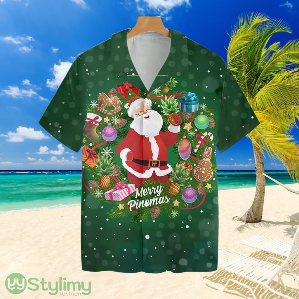 Pineapple Santa Wreath Hawaiian Shirt For Men And Women 1 Pineapple Santa Wreath Hawaiian Shirt For Men And Women Product Photo 1